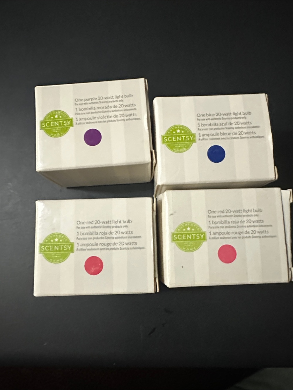 Scentsy Colored Replacement Light Bulbs - Purple, Blue, Red, Pink